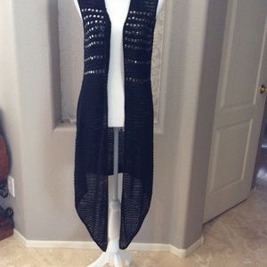 Below the knee hi lo vest with silver metal studs